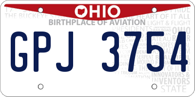 OH license plate GPJ3754