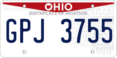 OH license plate GPJ3755