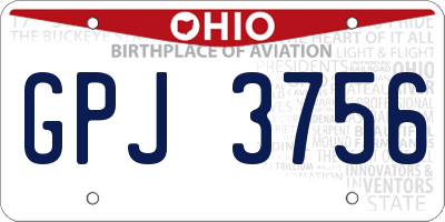 OH license plate GPJ3756