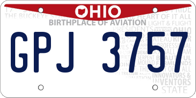 OH license plate GPJ3757