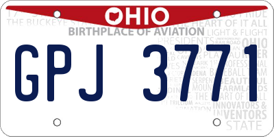 OH license plate GPJ3771