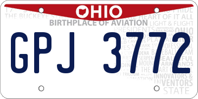 OH license plate GPJ3772