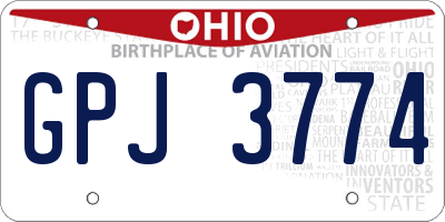 OH license plate GPJ3774