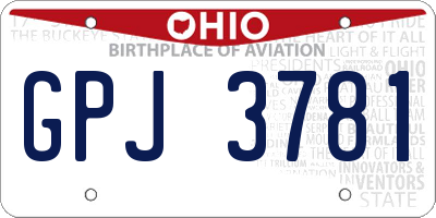 OH license plate GPJ3781