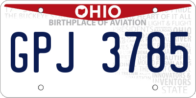 OH license plate GPJ3785