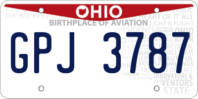 OH license plate GPJ3787