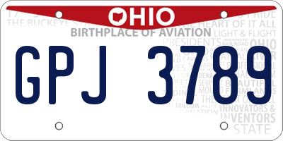 OH license plate GPJ3789