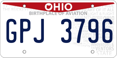 OH license plate GPJ3796