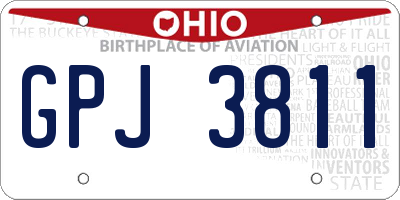 OH license plate GPJ3811