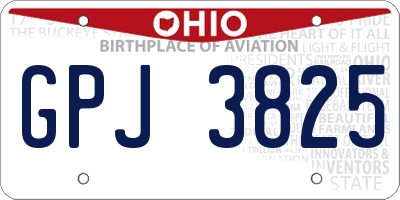 OH license plate GPJ3825