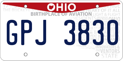 OH license plate GPJ3830