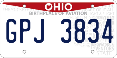 OH license plate GPJ3834