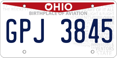 OH license plate GPJ3845