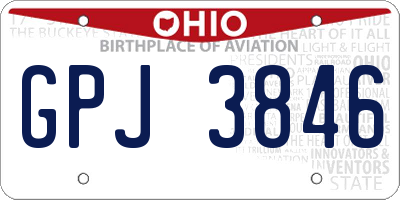 OH license plate GPJ3846