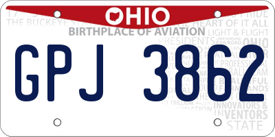 OH license plate GPJ3862