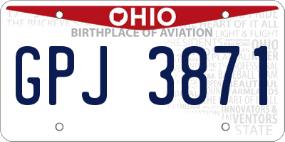 OH license plate GPJ3871