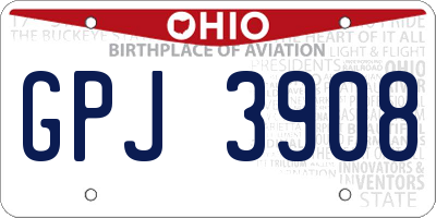 OH license plate GPJ3908