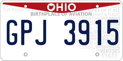 OH license plate GPJ3915