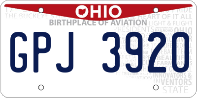 OH license plate GPJ3920
