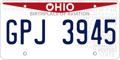 OH license plate GPJ3945