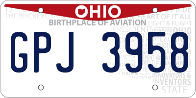 OH license plate GPJ3958