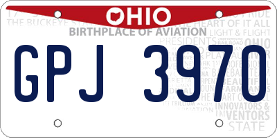 OH license plate GPJ3970