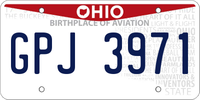 OH license plate GPJ3971