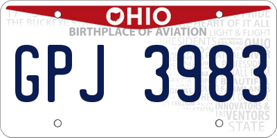 OH license plate GPJ3983