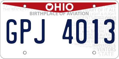OH license plate GPJ4013
