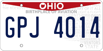 OH license plate GPJ4014