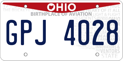OH license plate GPJ4028