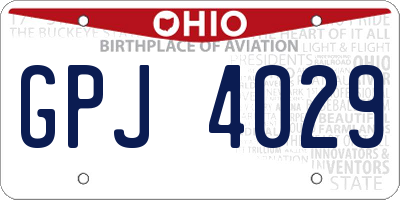 OH license plate GPJ4029