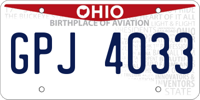 OH license plate GPJ4033