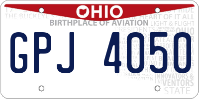 OH license plate GPJ4050