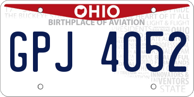 OH license plate GPJ4052