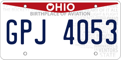 OH license plate GPJ4053