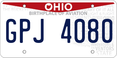 OH license plate GPJ4080
