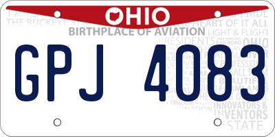 OH license plate GPJ4083