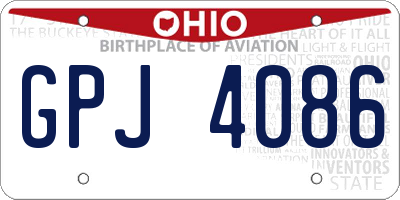 OH license plate GPJ4086