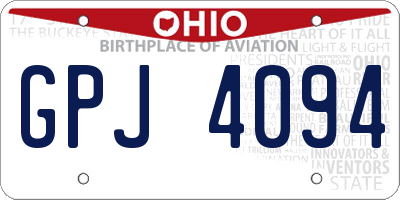 OH license plate GPJ4094