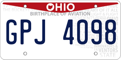 OH license plate GPJ4098