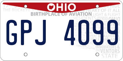 OH license plate GPJ4099