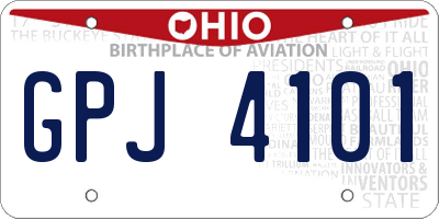 OH license plate GPJ4101