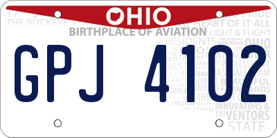 OH license plate GPJ4102