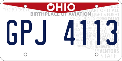 OH license plate GPJ4113