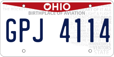 OH license plate GPJ4114