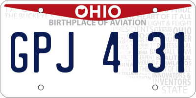 OH license plate GPJ4131