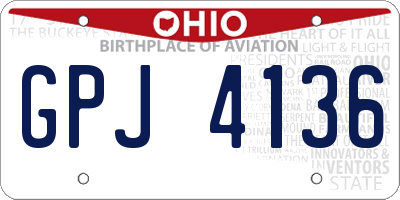 OH license plate GPJ4136
