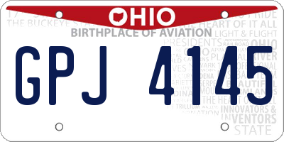 OH license plate GPJ4145