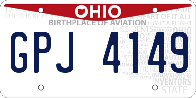 OH license plate GPJ4149